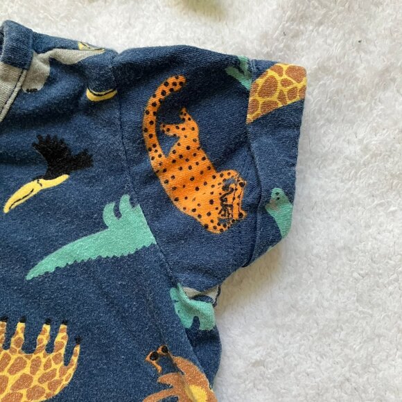 Old Navy Baby Romper 0-3M | Navy Jungle Animal Print One-Piece | GUC - Picture 4 of 16